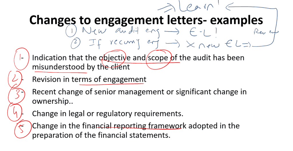 Changes to engagement letters